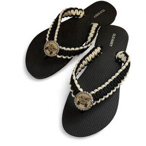 Old Navy Black & White Jeep Paracord flip-flops Women's Size 9